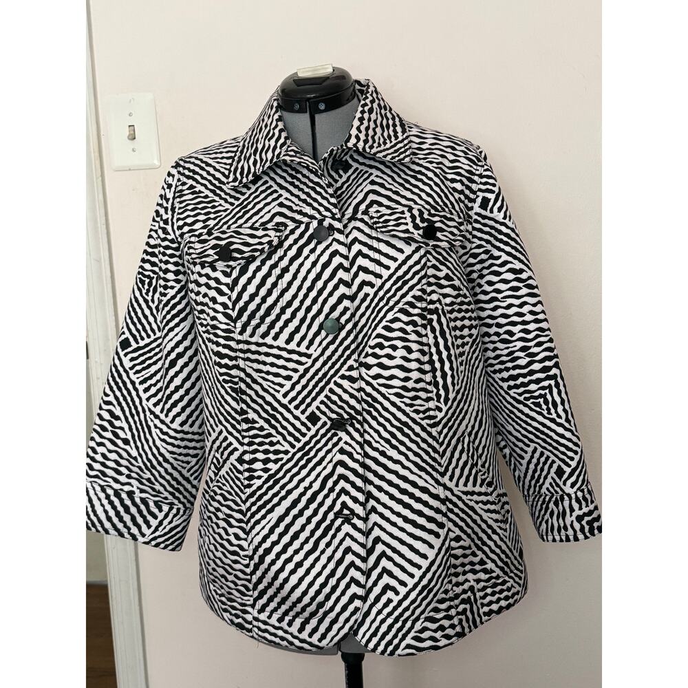Ruby Rd. Woman Black White Zebra Print Jacket Size 16W